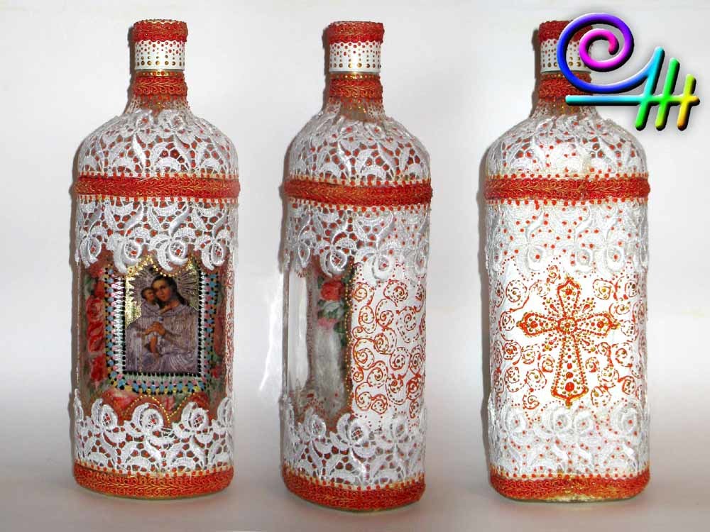 Декупаж и декор бутылок для святой воды